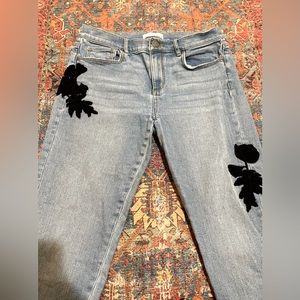 The Loft Modern Skinny Jeans with Velvet Patchwork Embroidery Size 27 / 4